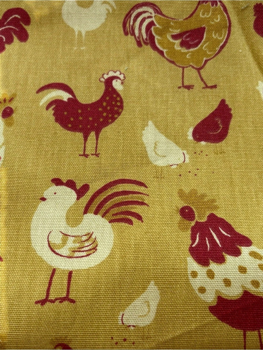 Home Seasons Hen House Cotton Rooster Chicken Fabric Yellow & Red - 1 Yard
